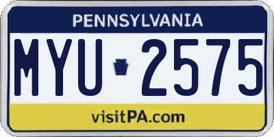 PA license plate MYU2575