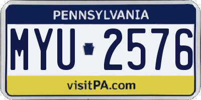 PA license plate MYU2576