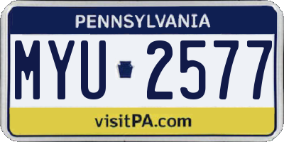 PA license plate MYU2577