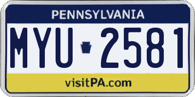PA license plate MYU2581
