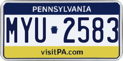 PA license plate MYU2583