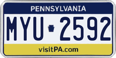 PA license plate MYU2592