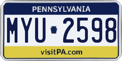 PA license plate MYU2598