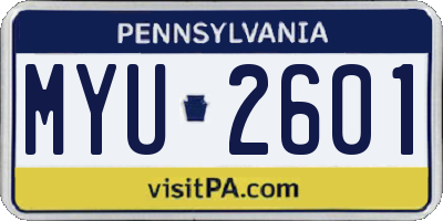 PA license plate MYU2601