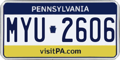 PA license plate MYU2606