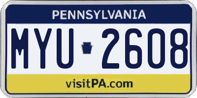 PA license plate MYU2608