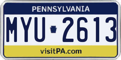 PA license plate MYU2613