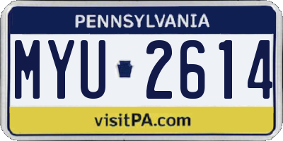 PA license plate MYU2614