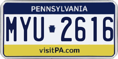 PA license plate MYU2616