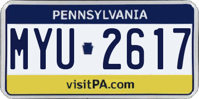 PA license plate MYU2617