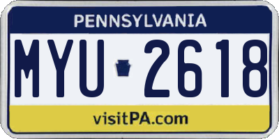 PA license plate MYU2618