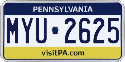 PA license plate MYU2625