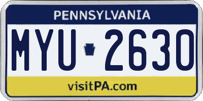 PA license plate MYU2630