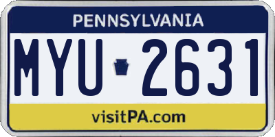 PA license plate MYU2631