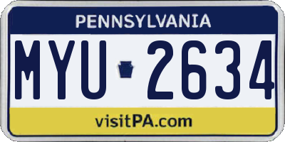 PA license plate MYU2634