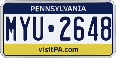 PA license plate MYU2648