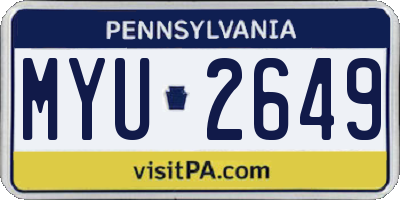 PA license plate MYU2649