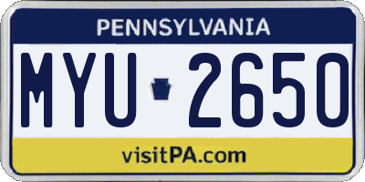 PA license plate MYU2650