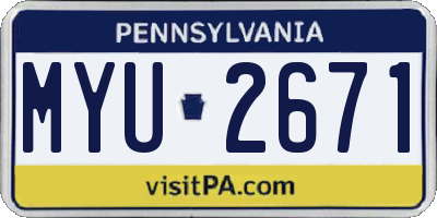 PA license plate MYU2671