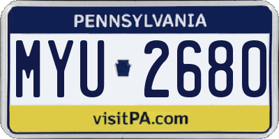 PA license plate MYU2680