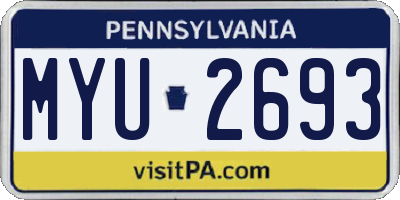PA license plate MYU2693