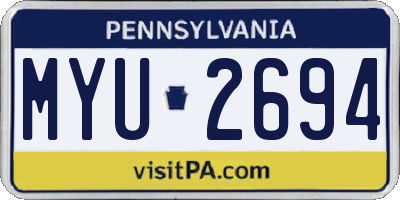 PA license plate MYU2694