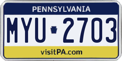 PA license plate MYU2703