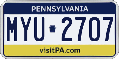 PA license plate MYU2707