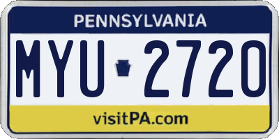 PA license plate MYU2720