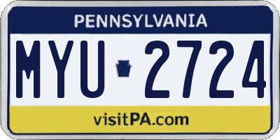 PA license plate MYU2724