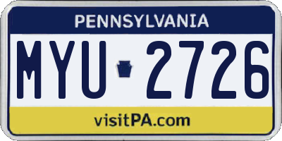 PA license plate MYU2726