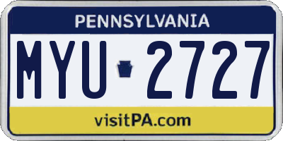 PA license plate MYU2727