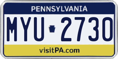 PA license plate MYU2730