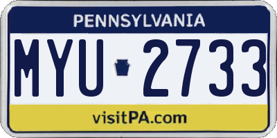 PA license plate MYU2733