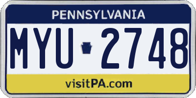 PA license plate MYU2748