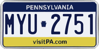 PA license plate MYU2751