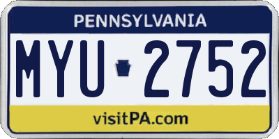 PA license plate MYU2752
