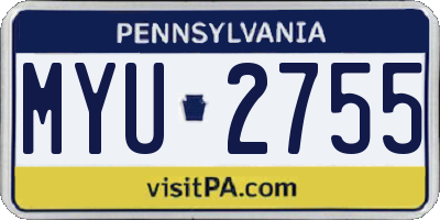PA license plate MYU2755