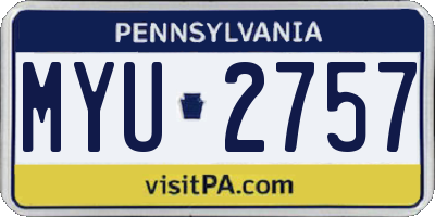 PA license plate MYU2757