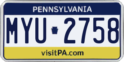 PA license plate MYU2758