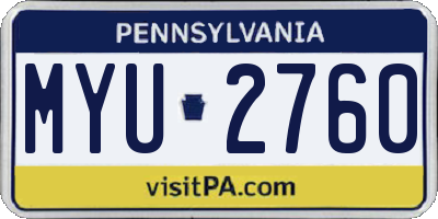 PA license plate MYU2760