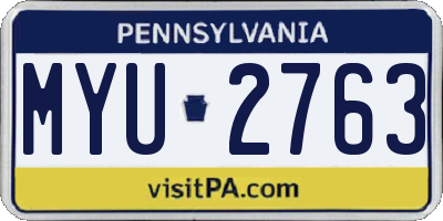 PA license plate MYU2763