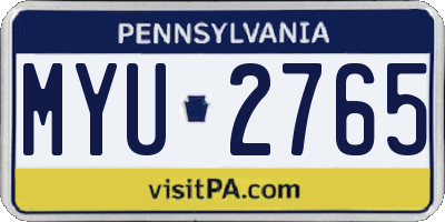 PA license plate MYU2765