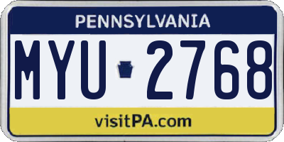 PA license plate MYU2768