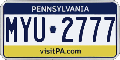 PA license plate MYU2777