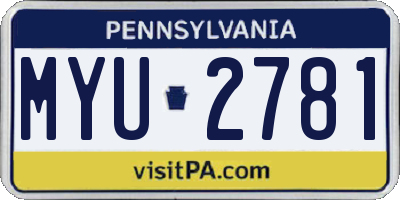 PA license plate MYU2781