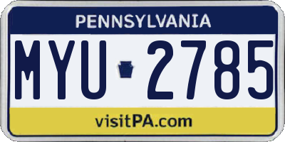 PA license plate MYU2785