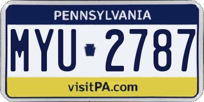 PA license plate MYU2787