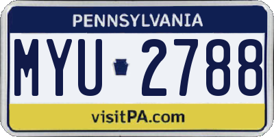 PA license plate MYU2788