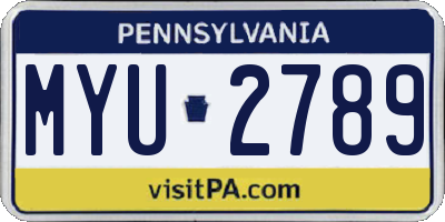 PA license plate MYU2789